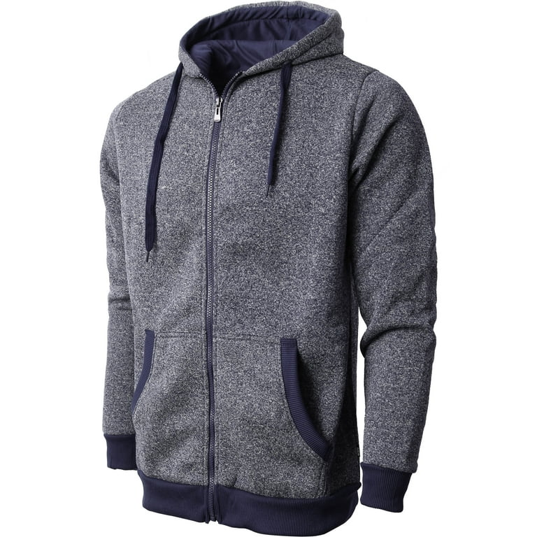 Ma Croix Mens Marled Zip Up Jacket Hoodie Brushed Fleece Soft Lightweight  Basic Solid Sweater - Walmart.com