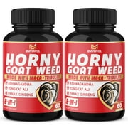 BMVINVOL (2 Packs) Horny Goat Weed Capsules, 14000mg Herbal Equivalent with Maca, Tribulus, Ginseng - Performance and Energy Support - 120 Capsules