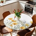 thumbnail image 2 of Yellow Poppy Flower Elastic Fitted Round Table Cover Floral Leaves Plant Waterproof Outdoor Tablecloth for Holiday Party, Picnic, Patio & Dining Fits Tables Up to 55"-60", 2 of 8