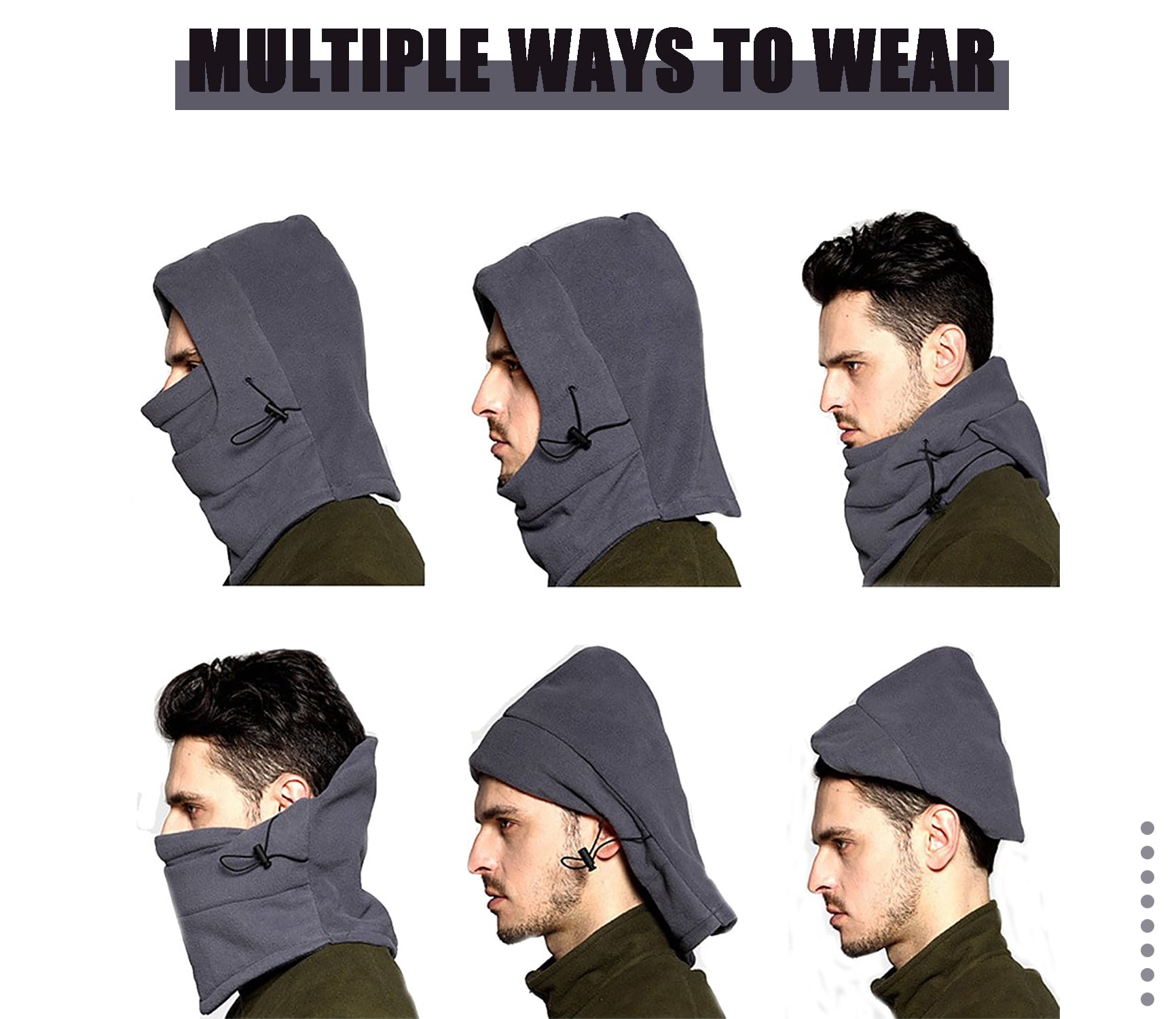 6 Pack Ski Mask Balaclava Full Face Cover Cold Weather for Men Women Gray