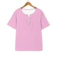 thumbnail image 5 of Juniors T-Shirts Fashion Casual Solid Color Button Short Sleeve Top T Shirt T Shirts for Women, 5 of 6