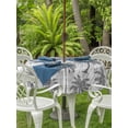 thumbnail image 3 of Outdoor Tablecloth with Umbrella Hole for Patio/Picnic/Party/Camping, Tropical Palm Trees Waterproof Table Cloth Round Cover Washable, Summer Coastal Grey Vintage (Dia 54"), 3 of 9