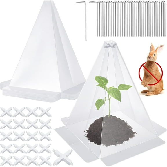 Garden Cloches for Plants, 10 Pack Plastic Small Plant Seedling Protector, Reusable Clear Bell Covers with 40pcs Metal Stakes, Mini Greenhouse Against Sun, Frost, Snails, Birds, 7.8" x 11"