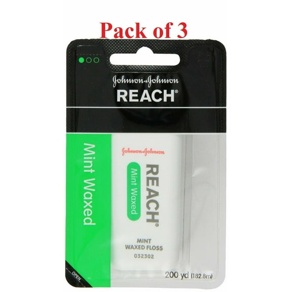 REACH Mint Waxed Floss 200 Yards (Pack of 3)