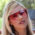 thumbnail image 5 of GFDYREE Oversized Flat Top Square VINTAGE RETRO SHIELD VISOR Style Aviator SUNGLASSES (Pink Gold), 5 of 5