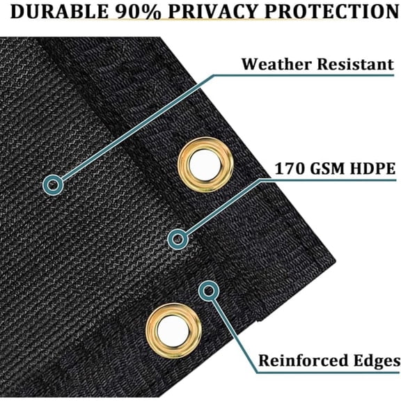 4' X 50' Fence Privacy Screen Heavy Duty 170 GSM Fencing Mesh Shade Net Cover for Wall Garden Back Yard Outdoor Home Decoration, Black
