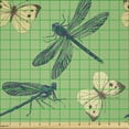 thumbnail image 2 of Ambesonne Dragonfly Fabric by the Yard Microfiber, Insects and Butterflies, 1 Yard, Petrol Blue and Pale Green, 2 of 4