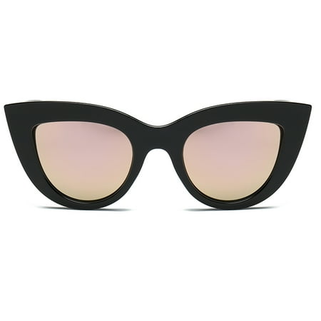 Vintage Cat Eye Sunglasses, Women Big Frame Retro Sun Glasses - Ladies Wrap Eyewear