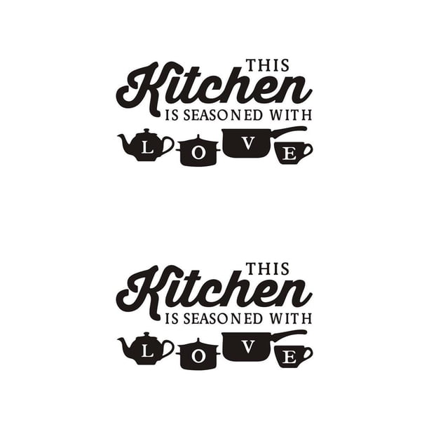 Cateissary PVC Wall Sticker Decoration Art Decals Kitchen Decorative Accessory Poster Stickers Letters English for Restaurant Glass Negro 52x30cm 2Conjunto