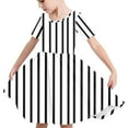 thumbnail image 6 of Girls Dresses 4-14Y Teens Kids Trendy Short Sleeve Crewneck Stripe Printed Pleated Pullover Going-Out Beach A-Line Midi Dress, 6 of 7