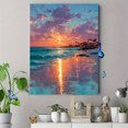 thumbnail image 4 of Vibrant Sun Shoreline Canvas Print, Beach Sunset Reflection Landscape, Multi-Room Holiday Gift Wall Decor, 4 of 8