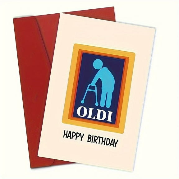 Funny Happy Birthday Card for Seniors – “OLDI” Humorous Design – Envelope Included, Blank Inside – Perfect for Celebrating Aging with Laughter