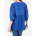 thumbnail image 3 of Blusa holgada para mujer, manga 3/4, cuello redondo, con aberturas irregulares, 3 of 8