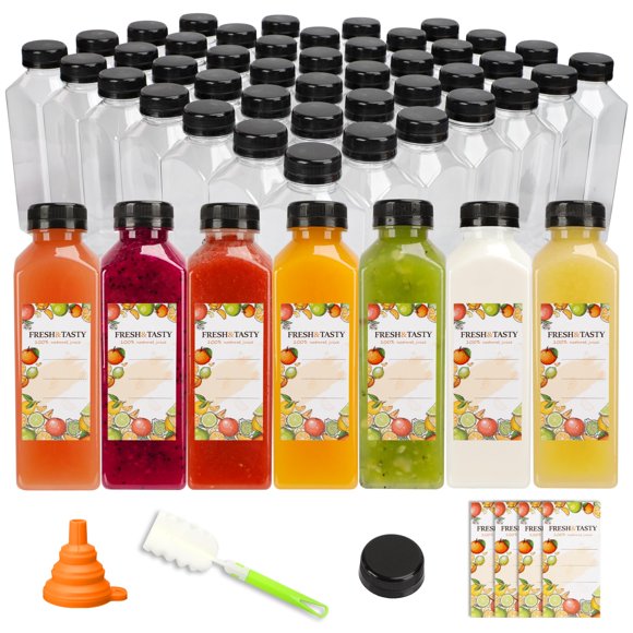 Envases de plástico para bebidas TOMNK, 100 unidades, 473 ml, con etiqueta