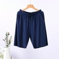 thumbnail image 3 of JTieacloth Men's Pajama Shirts Mens Summer Casual Comfortable Pajamas Underwear Cropped Pants Thin Home Clothes Home Pants Blue, 3 of 3