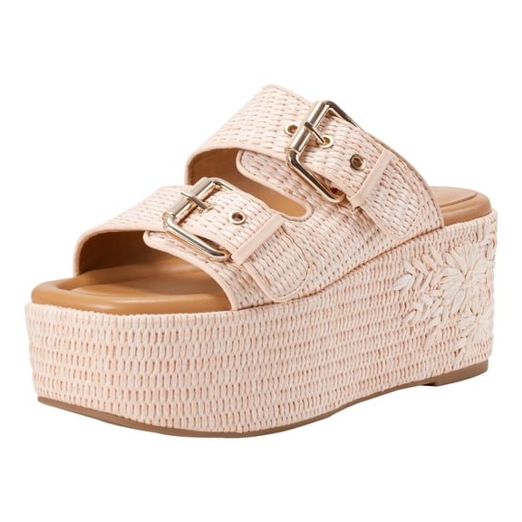 Marc Fisher LTD Women's Poppy Wedge Sandal, Light Pink, 5