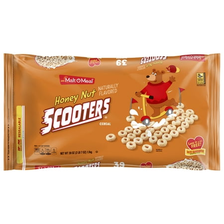 Malt-O-Meal Honey Nut Scooters Breakfast Cereal, Oat Cereal, 39 OZ bag