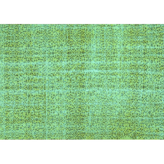 Ahgly Company Machine Washable Indoor Rectangle Abstract Turquoise Blue Contemporary Area Rugs, 5' x 7'