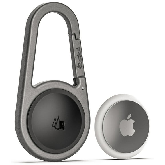 Rangland Airtag Holder with Keychain Carabiner - Secure Protective Case Designed for Apple Airtag - Aluminum Gunmetal