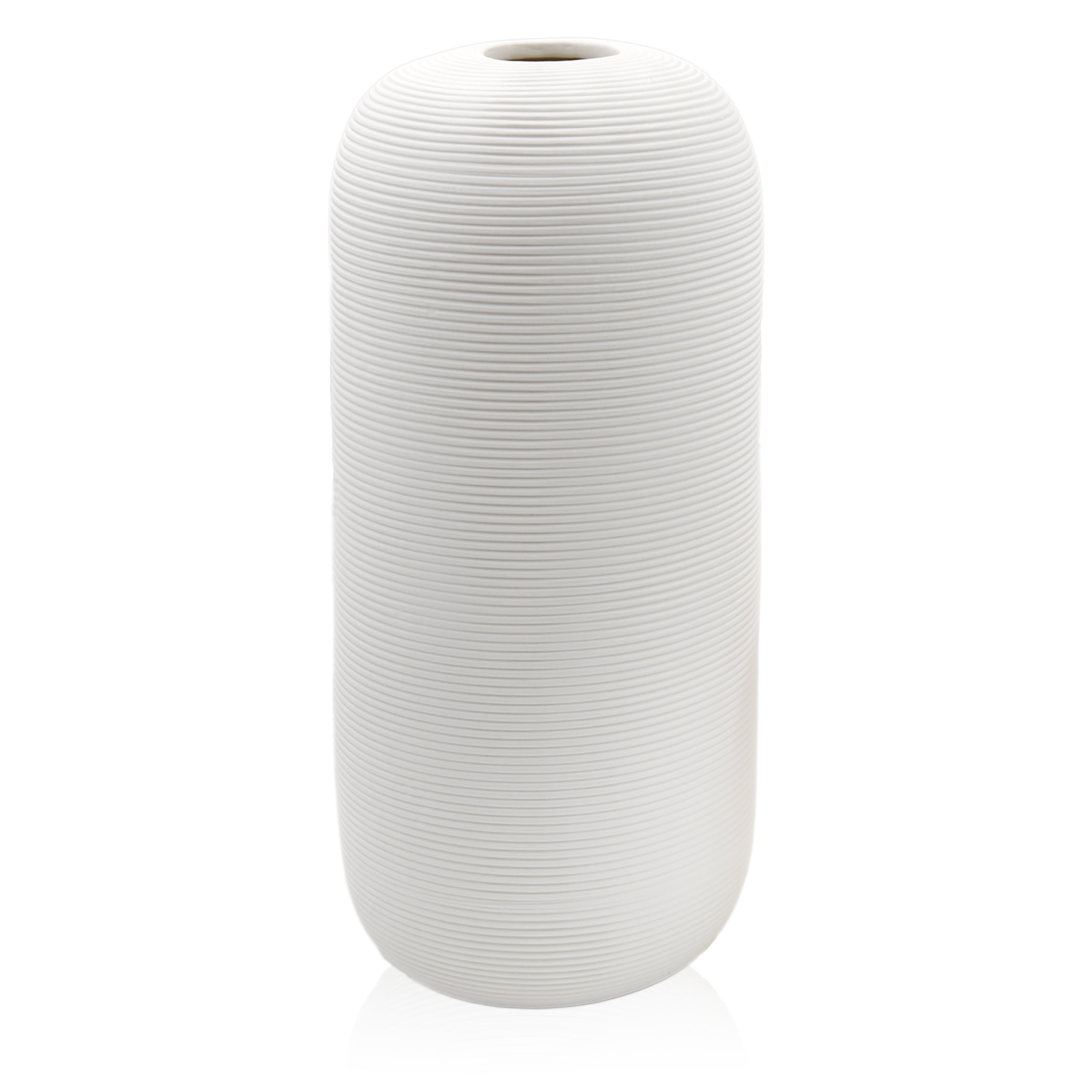 Samawi 10" White Vase White Ceramic Vase for Home Decor White Decor