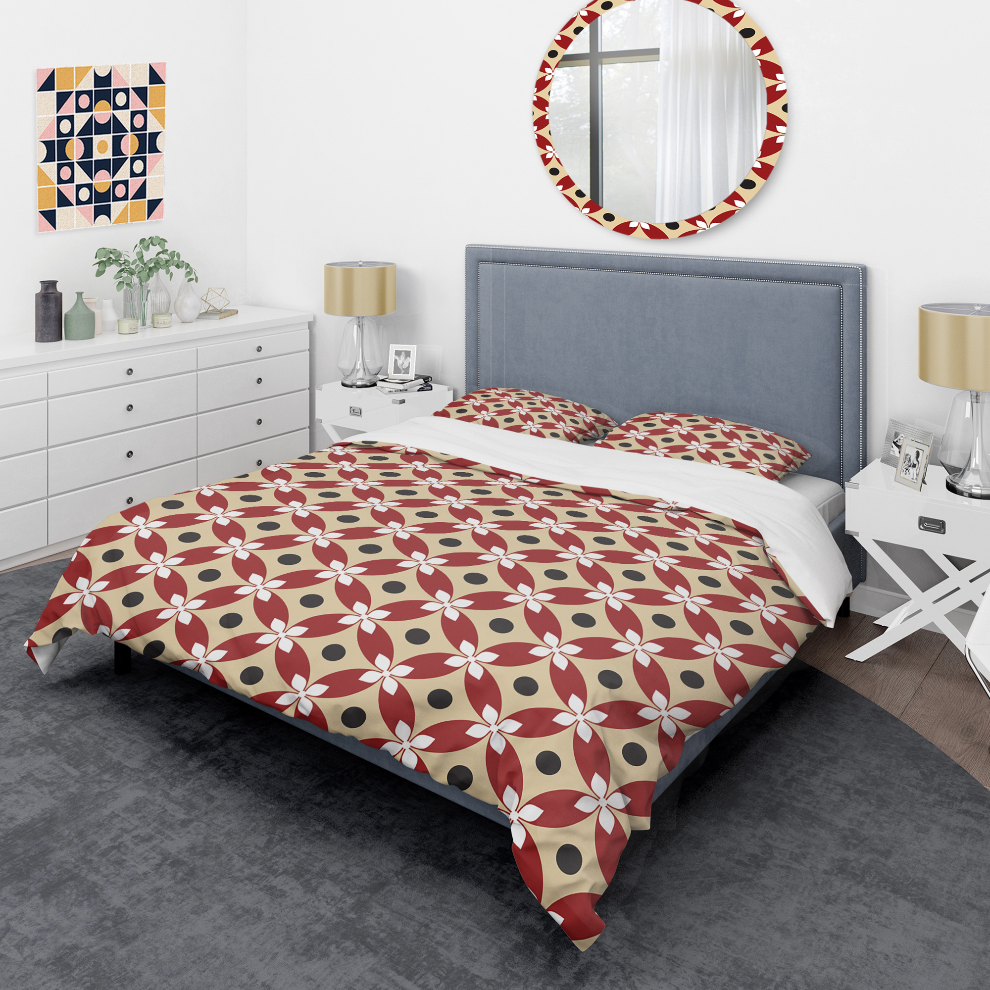 Designart 'Retro Pattern Abstract Design XIII' Mid-Century Modern Duvet Cover Set