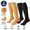 skin color & Black, variant on 2 Pairs Zipper Compression Socks, Closed Toe Knee High Athletic Support for Running, Hiking, Traveling, M Size