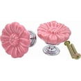thumbnail image 3 of ABCISI 6PCS Vintage Floral Daisy Dresser Drawer Knobs, Ceramic Round Drawer Knobs, Elegant Cabinet Cupboard Door Hardware Pull Handles w/Screws, Pink, 3 of 12