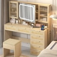 thumbnail image 1 of Ktaxon Large 47.24" Makeup Vanity Table Set with Hidden Storage, 7-Drawer Dressing Table, Bedroom Makeup Table, Natural, 1 of 10