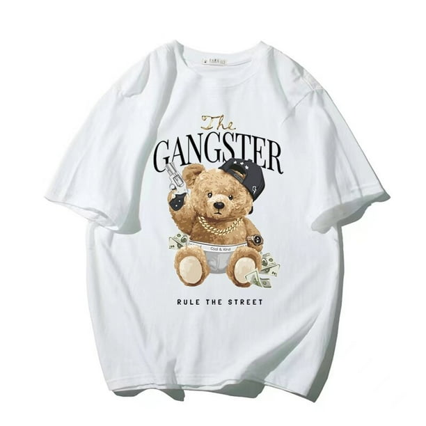 Camiseta de manga corta con estampado de oso de dibujos animados para hombre y mujer, Top de algodón de alta calidad, ropa de moda de gran tamaño, Envío Gratis xuanjing unisex