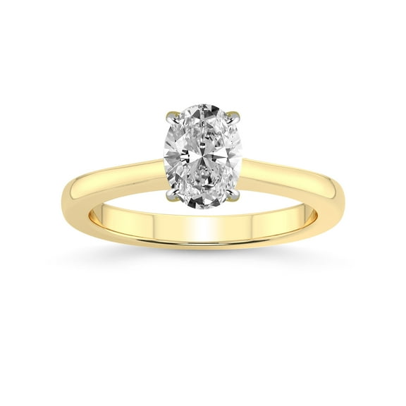 IGI Certified 1 Carat Oval Shape Lab Grown Diamond Engagement Ring | 14K Yellow Gold | Demi Four Prong Lab Diamond Ring | FG-VS1-VS2 Quality Friendly Diamonds