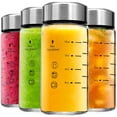 thumbnail image 1 of Botellas de jugo de vidrio Chunmo, 350 ml, paquete de 4 con tapas de acero inoxidable, 1 of 7