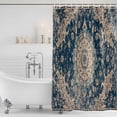 thumbnail image 4 of Navy Blue Boho Waterproof Fabric Shower Curtain,Modern Geometric Abstract Ehtnic Waterproof Fabric Shower Curtain for Bathroom Curtains Bathtubs Hotel Shower Curtains with 12 Hooks Standard 60x72, 4 of 8