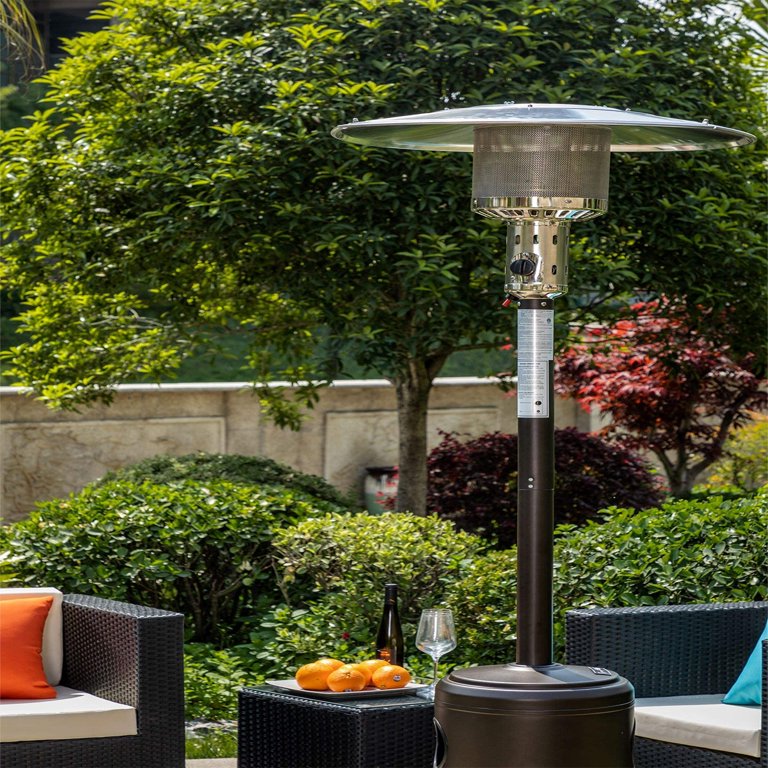 47,000 BTU Avanti Outdoor Portable Propane Heater for Patio and Garden with  Safety Auto Shut Off Valve and Wheels, Standing Gas Outside Heater  Stainless Steel Burner Brown - Walmart.com
