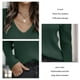 thumbnail image 5 of Suéter Otoño Invierno Cuello En V Color Puro Puff Manga Larga Moda Delgado Casual Mujer Suéter para Exterior Interior Verde Negruzco M, 5 of 6