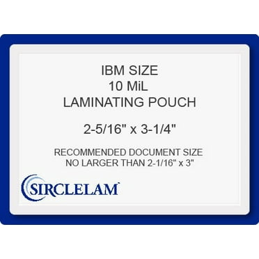 SircleLam 10 Mil Thermal Laminating Pouches, IBM Size, 100 Count, 1 Pack