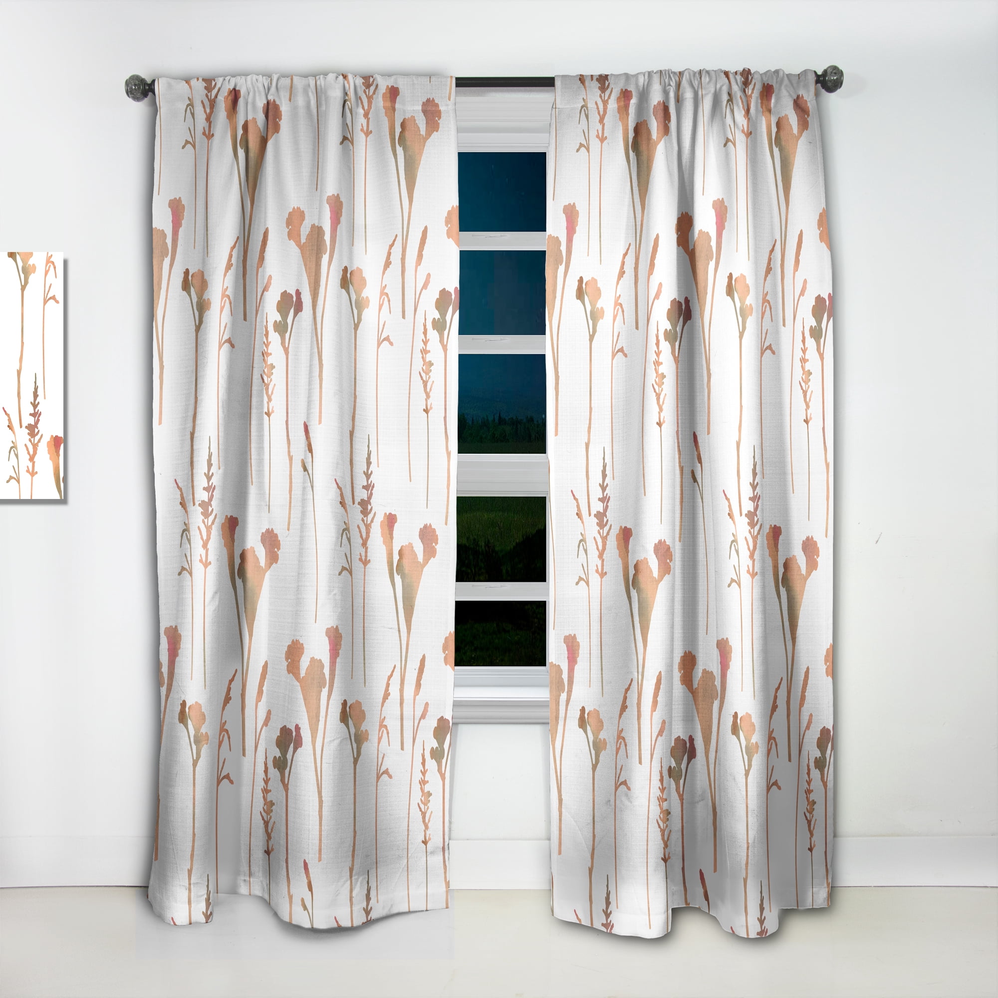 Designart 'Retro Flowers Pattern I' Mid-Century Modern Curtain Panel
