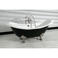 thumbnail image 3 of Aqua Eden VBT7D7231NC8 72-Inch Cast Iron Oval Double Slipper Clawfoot Tub (7-Inch Faucet Drillings) in Black/White/Brushed Nickel, 3 of 12