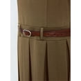 thumbnail image 7 of TiaoBug Girls School Uniform Jumper Sleeveless U-Neck Pleated Dress with Belt Khaki 8, 7 of 7