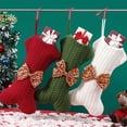 thumbnail image 4 of Bearachild Medias de punto de Navidad con lazo, tela reutilizable, bolsa de regalo para Festival, calcetines decorativos para regalo, decoración de adornos Kits de decoración para fiestas Rojo Bearachild HA070095-02, 4 of 6