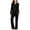 Black, variant on 2 Piece Women's V-neck Long Sleeve Trousers With Pocket Button-up Sleepwear Pajamas Suit
