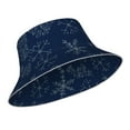 thumbnail image 2 of Gaeub Snowflake Dark Blue Printed Double Sided Reflective Bucket Hat Foldable Sun Hat for Camping Hiking Fishing, 2 of 9