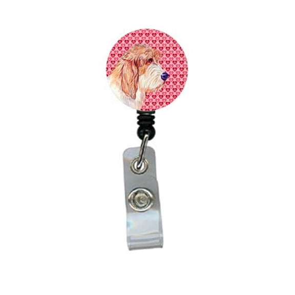Carolines Treasures LH9172BR Petit Basset Griffon Vendeen Valentines Love and Hearts Retractable Badge Reel or ID Holder with Clip