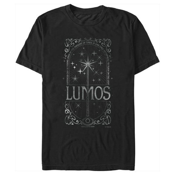 Men's Harry Potter Lumos Happiness Spell Graphic Tee Black 3X Large