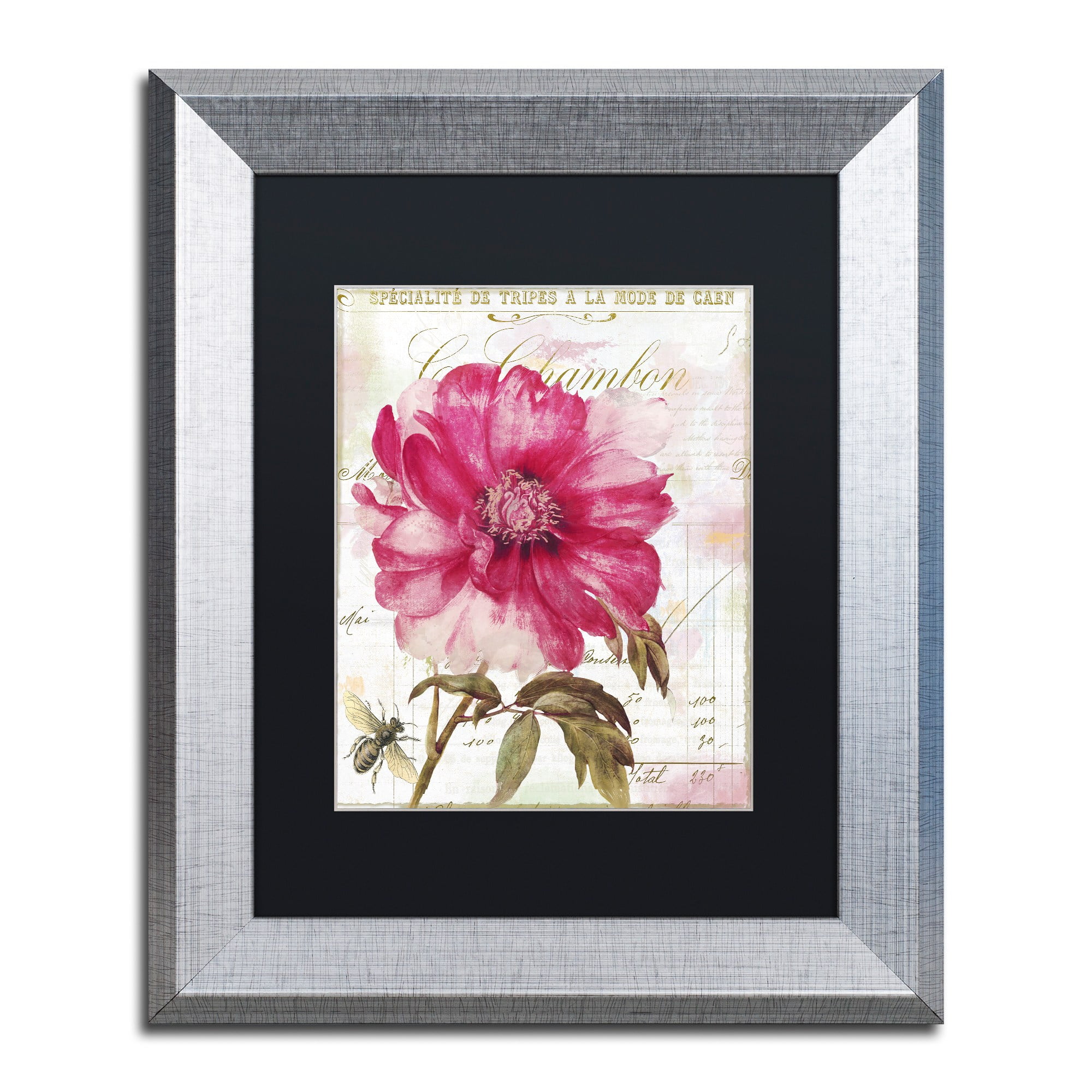 Trademark Fine Art "Lepink With Bee" Canvas Art by Color Bakery, Black Matte, Silver Frame