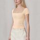 thumbnail image 5 of Xuyuer Women's Fashion Short Sleeve Solid Color Casual Fitted T-Shirts, Suitable For Summer, 5 of 6