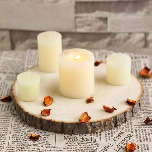 | Natural Wood Slices Round Poplar Wooden Slab Table Centerpiece