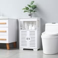 thumbnail image 2 of Double Door Double Compartment 80 High Storage Cabinet Free Standing Floor Storage Modern Bathroom Furniture Bookcase Shoe Storage Rack50x30x80cm, 2 of 8