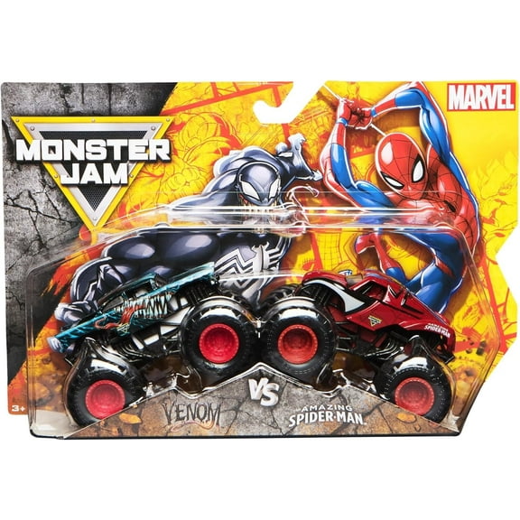 Monster Jam Marvel Venom vs Spider-Man Die-Cast Trucks Series 4, 1:64 Scale