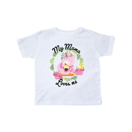 

Inktastic Baby Flamingo My Mama Loves Me in Flower Wreath Gift Toddler Boy or Toddler Girl T-Shirt