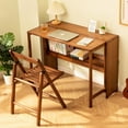 thumbnail image 4 of CQSXDA Bamboo Folding Desk for Small Spaces, Brown Space-Saving Study Table for Bedroom, Home Office, or Dorm, 4 of 15